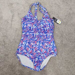 Speedo Endurance Womens Repreve Swimsuit Size 14 Blue Halter Soft